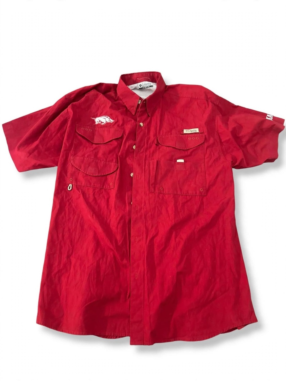 Columbia Men’s Short Sleeve Button-Front Red Utility Shirt